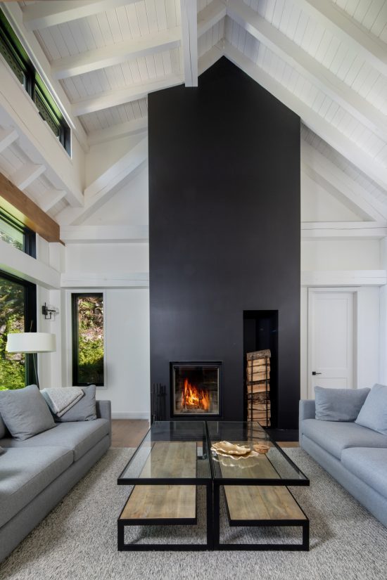 lakeside-cottage-modern-style-bungalow-portfolio-2022-4-monochrome-cool-Normerica-Timber-Frame-cottage-great-hall-soaring-fireplace