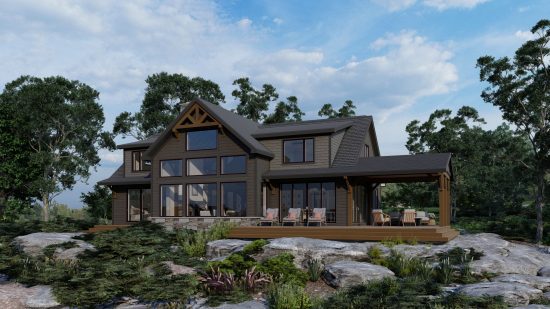 family house plans timber frame country house Rocklyn 4105 Exterior Back Normerica