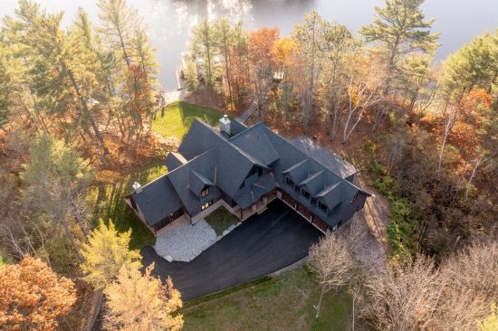 Traditional Lakeside Cottage Lakeside Escape Project Portfolio Exterior Aerial Front 2 Normerica Timber Homes
