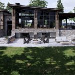 Modern Mountain Glass House Plan The Cypress 4134 Exterior Rear Backyard Patio Porch Normerica Timber Homes