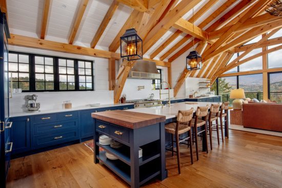 Timber Frame Barn House, Interior, Kitchen, Living Room, Normerica Timber Homes