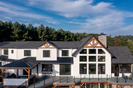 Modern Farmhouse, Exterior, Aerial View Back Close Up, Normerica Timber Homes