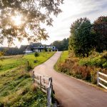 Modern Farmhouse, Exterior, Aerial View Front Driveway Gate, Normerica Timber Homes