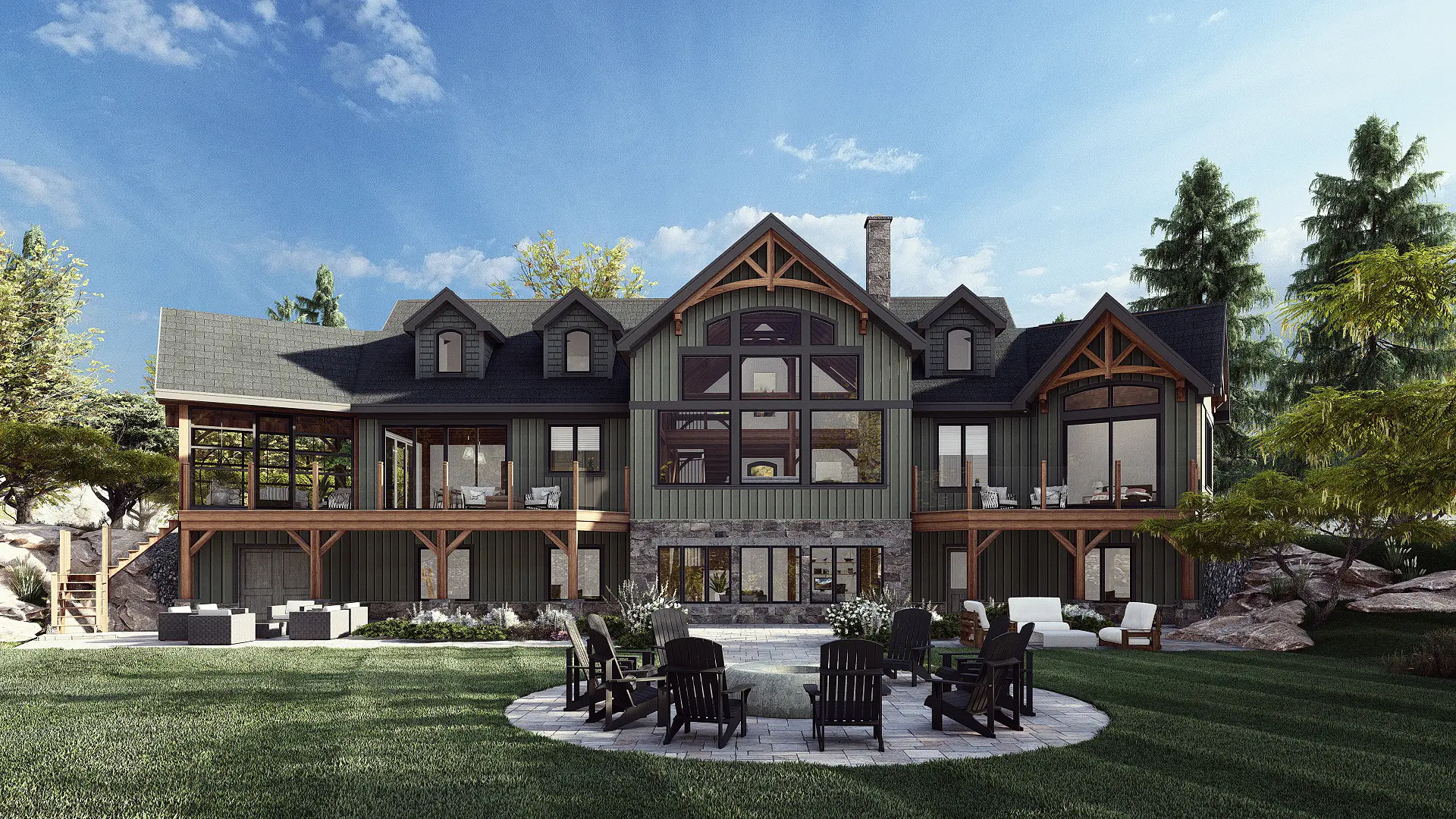 2 Normerica Timber Frames House Plan The Rossmore Exterior Rear Outdoor Living