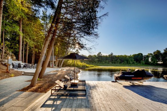 Muskoka Cottage Design, Contemporary Cottaging, Exterior, Dock and Lake, Normerica Timber Homes