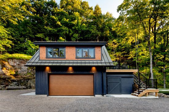 Muskoka Cottage Design, Contemporary Cottaging, Exterior, Garage, Normerica Timber Homes