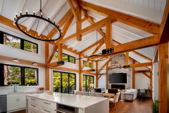 Muskoka Cottage Design, Contemporary Cottaging, Interior, Living Areas, Normerica Timber Homes