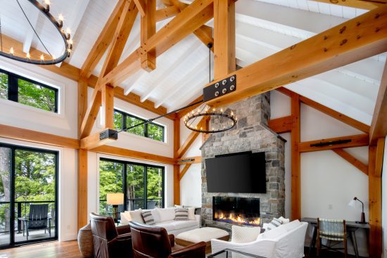 Muskoka Cottage Design, Contemporary Cottaging, Interior, Living Room, Normerica Timber Homes