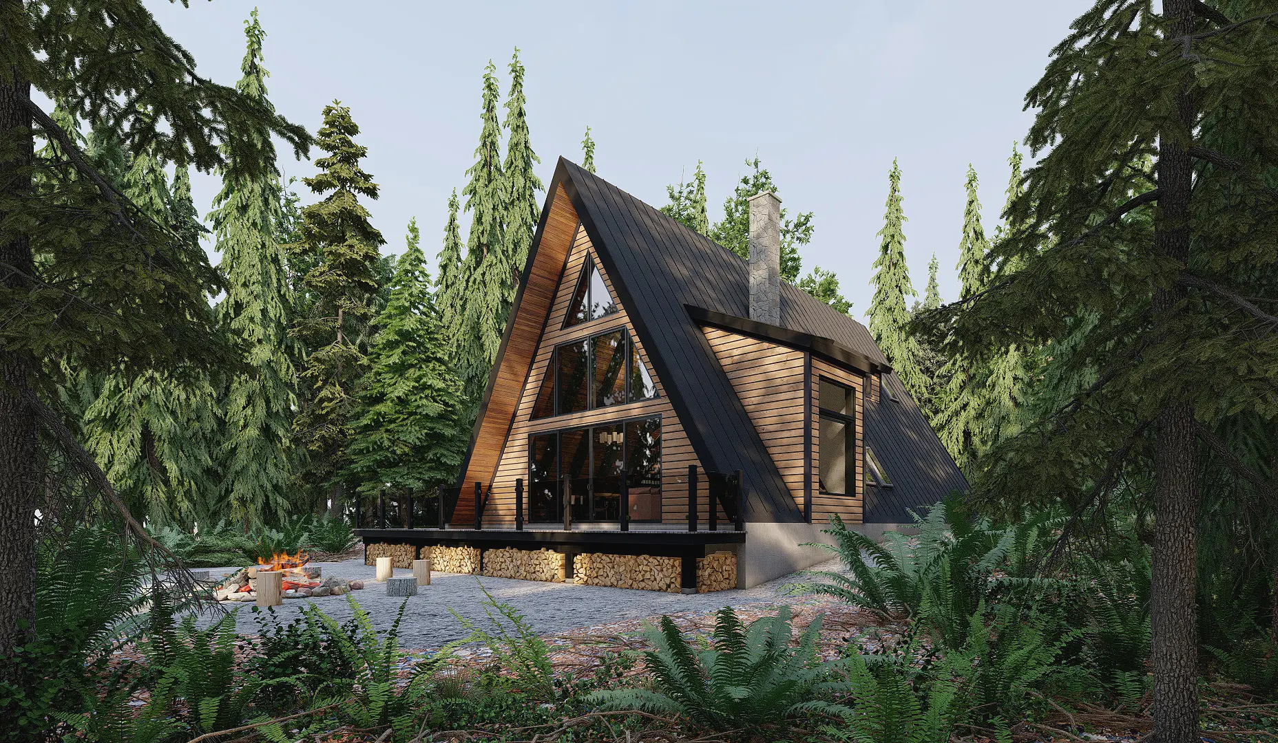 Normerica Timber Homes House Plans The Highland 4100 Exterior Side Front