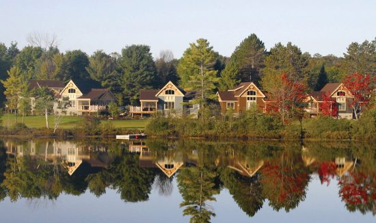 1 Normerica Timber Frame Commercial Project The Cottages at Diamond In the Ruff Muskoka Lakes Ontario Exterior 550x326