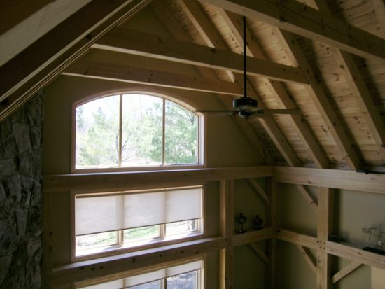 10 Normerica Timber Frame Commercial Project The Cottages at Diamond In the Ruff Muskoka Lakes Ontario Interior Ceiling 550x413