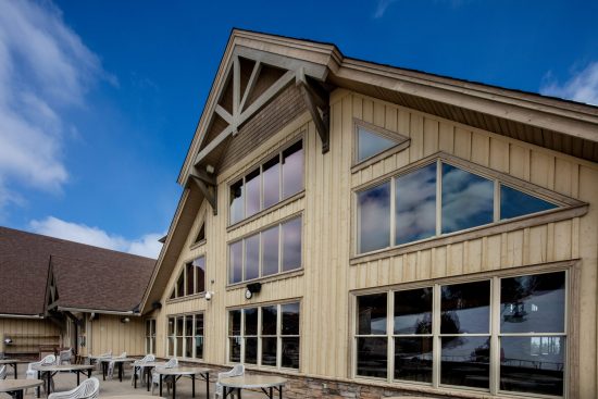 3 Normerica Timber Frame Commercial Project Craigleith Ski Club Ski Resort Collingwood Ontario Exterior 550x367