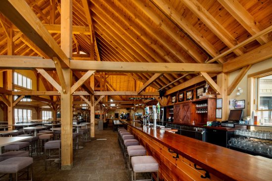 8 Normerica Timber Frame Commercial Project Craigleith Ski Club Ski Resort Collingwood Ontario Interior Bar 550x367