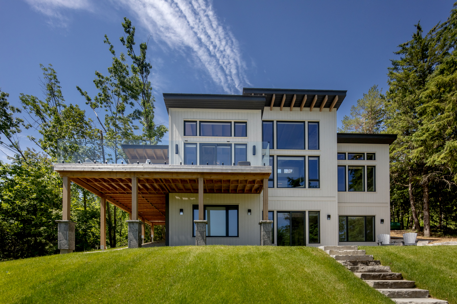 elevated modern timber frame home normerica