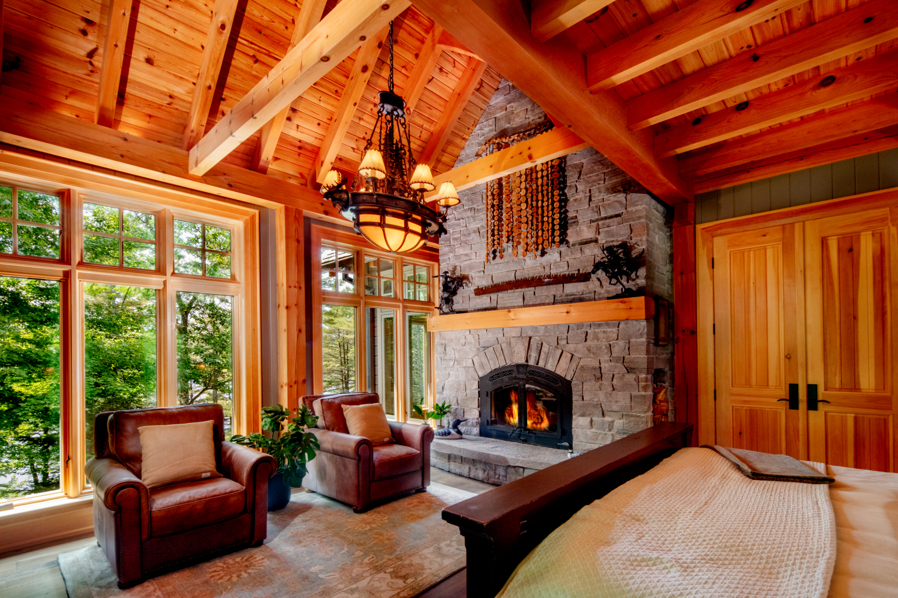 Private Luxury Wilderness Estate Interior Primary Fireplace 3610