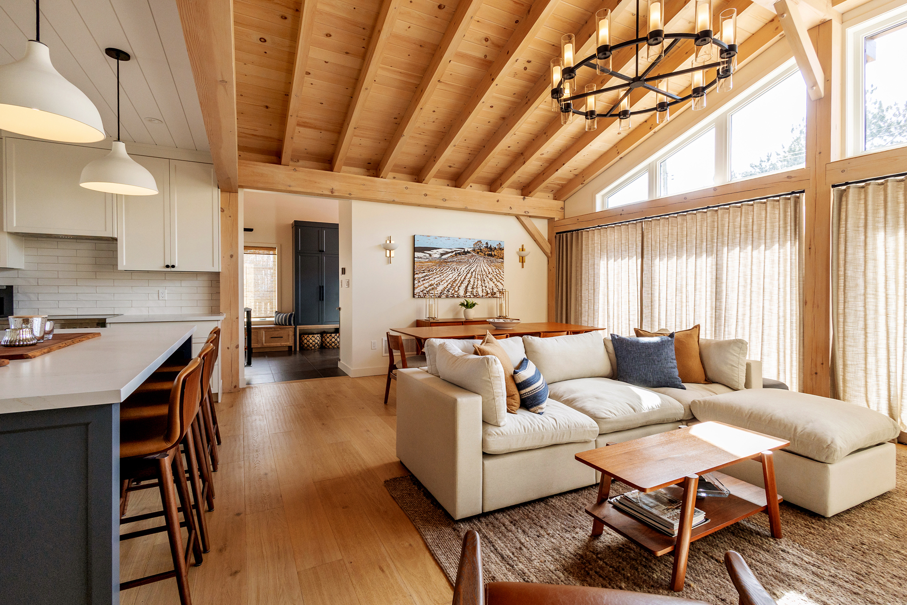 Family Legacy Chalet Interior Great Room Dining Room Normerica