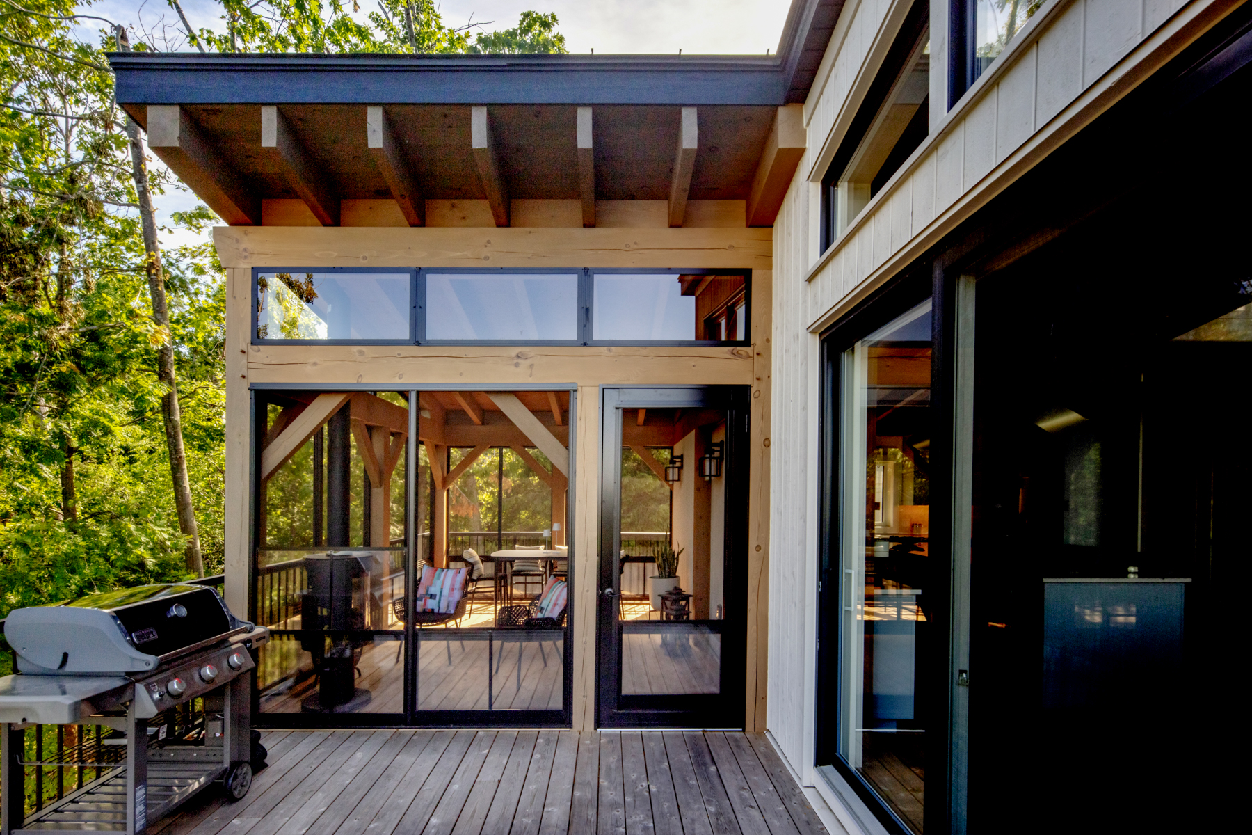 elevated modern timber exterior screened in 2